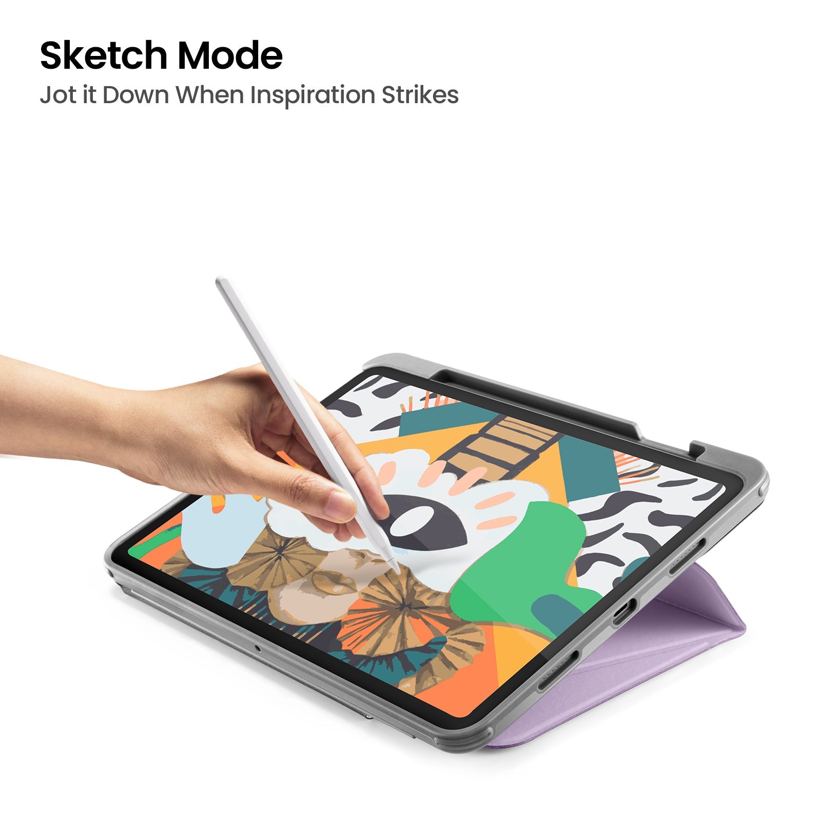 tomtoc 12.9 Inch Trifold Vertical Case - Purple