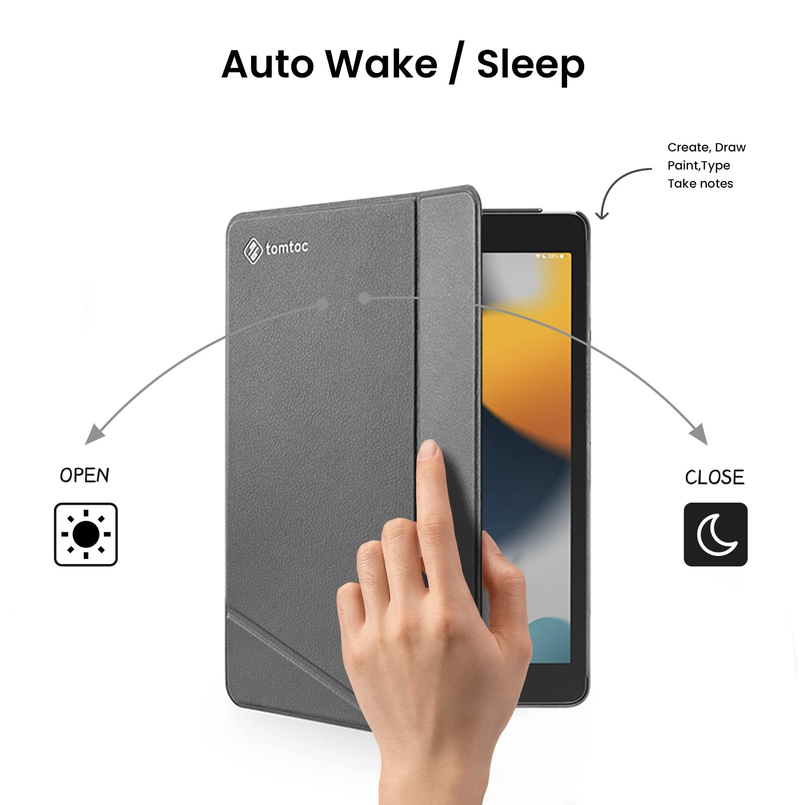 tomtoc 10.2 Inch Protective Smart-Tri Case - iPad 9th Gen 2019-2021 - Black