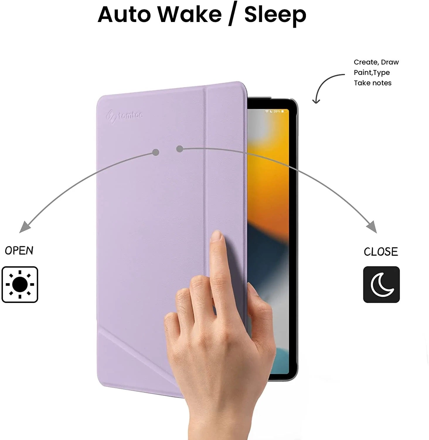 tomtoc 10.2 Inch Protective Smart-Tri Case - iPad 9th Gen 2019-2021 - Purple