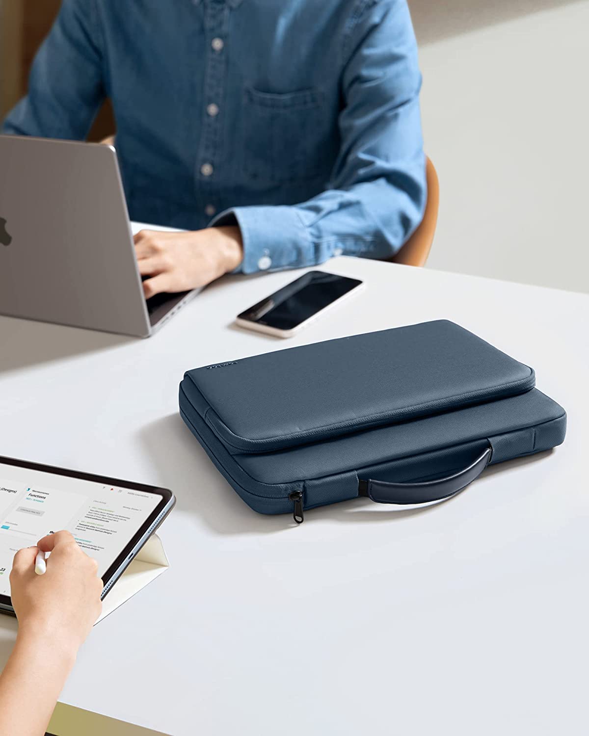 tomtoc 13 Inch Versatile 360 Protective Laptop Briefcase - Dark Blue