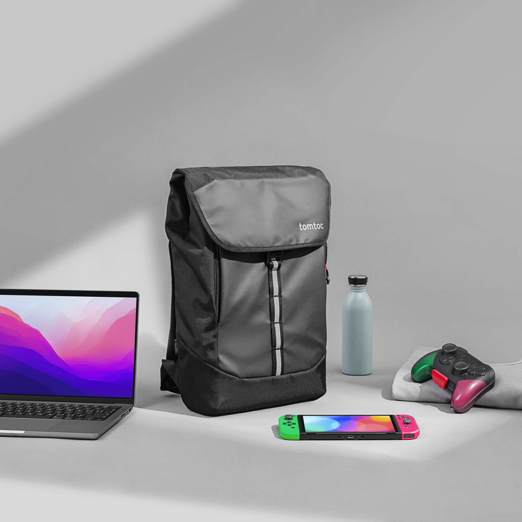 tomtoc 16 Inch Flap Laptop Backpack / Laptop Bag - Black