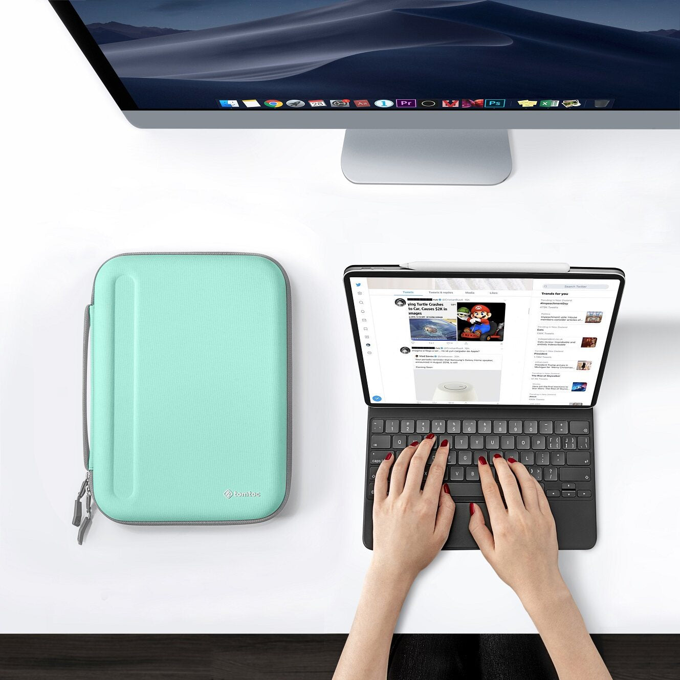 tomtoc 11 Inch Tablet Padfolio Eva Case - Mint Sugar