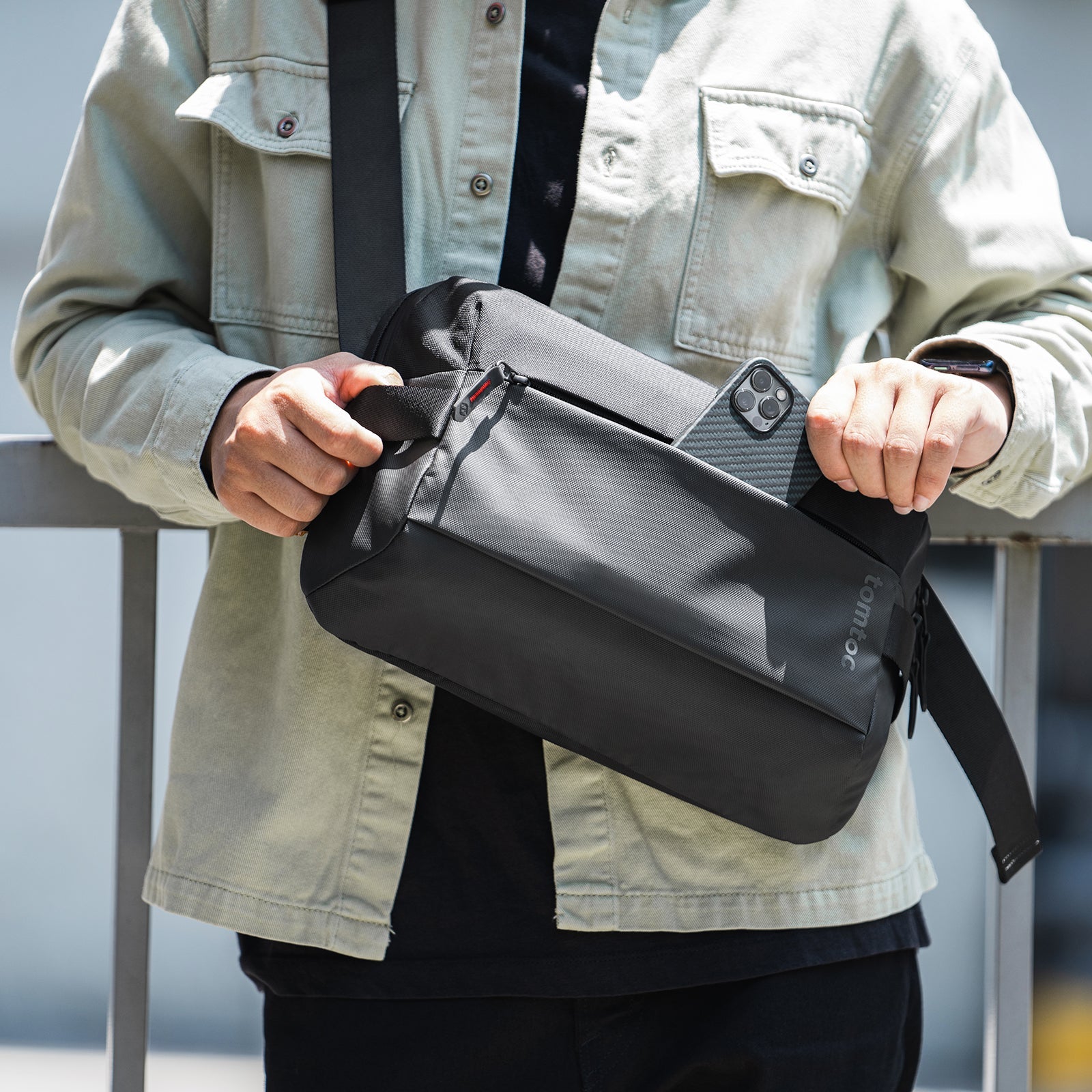 tomtoc 11 Inch Compact Minimalist EDC Sling Bag / Crossbody Bag / Shoulder Bag - Black