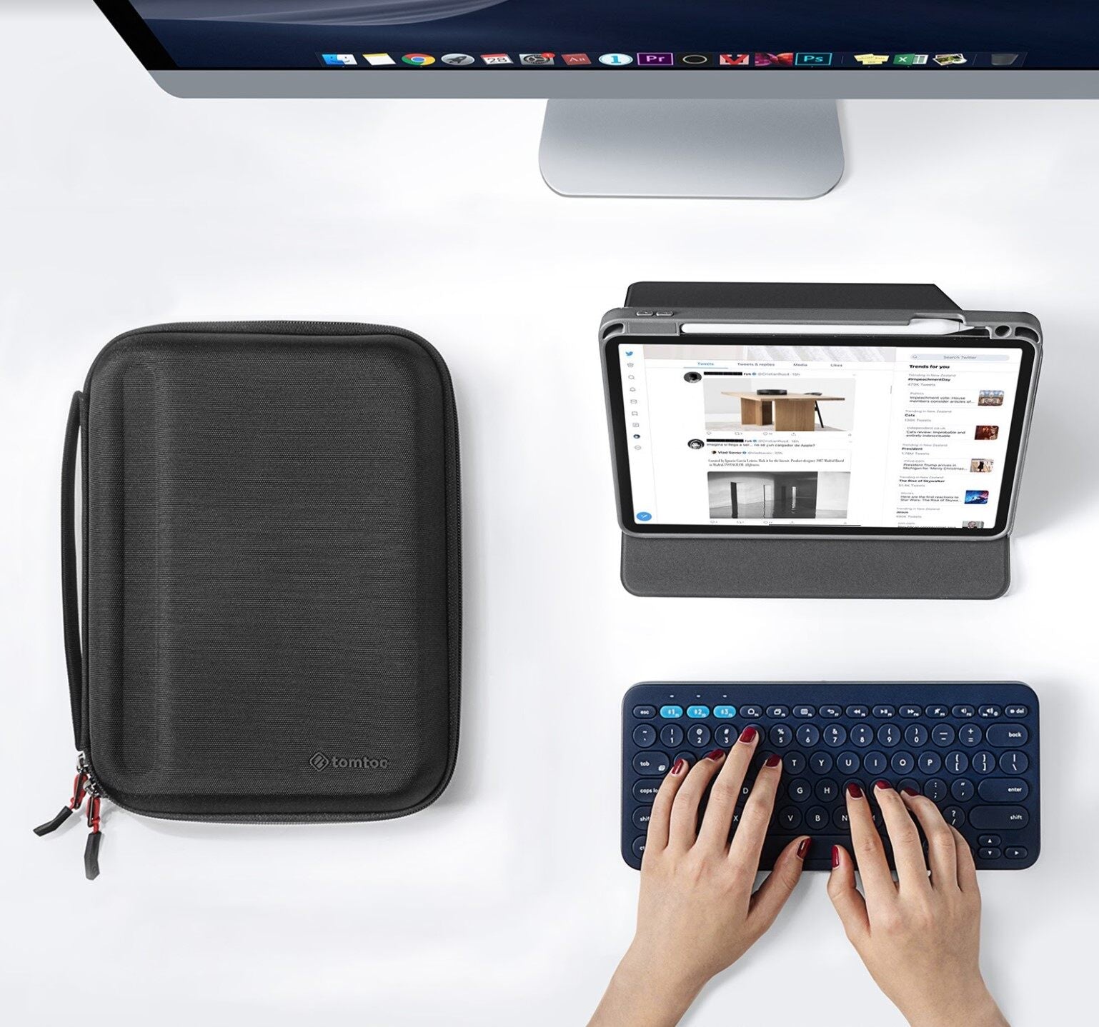 tomtoc 11 Inch Plus Tablet Padfolio Eva Case - Black
