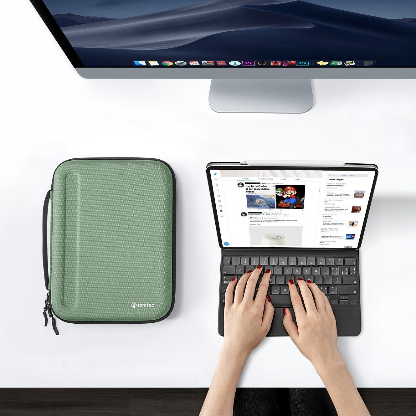tomtoc 11 Inch Tablet Padfolio Eva Case - Cactus Green