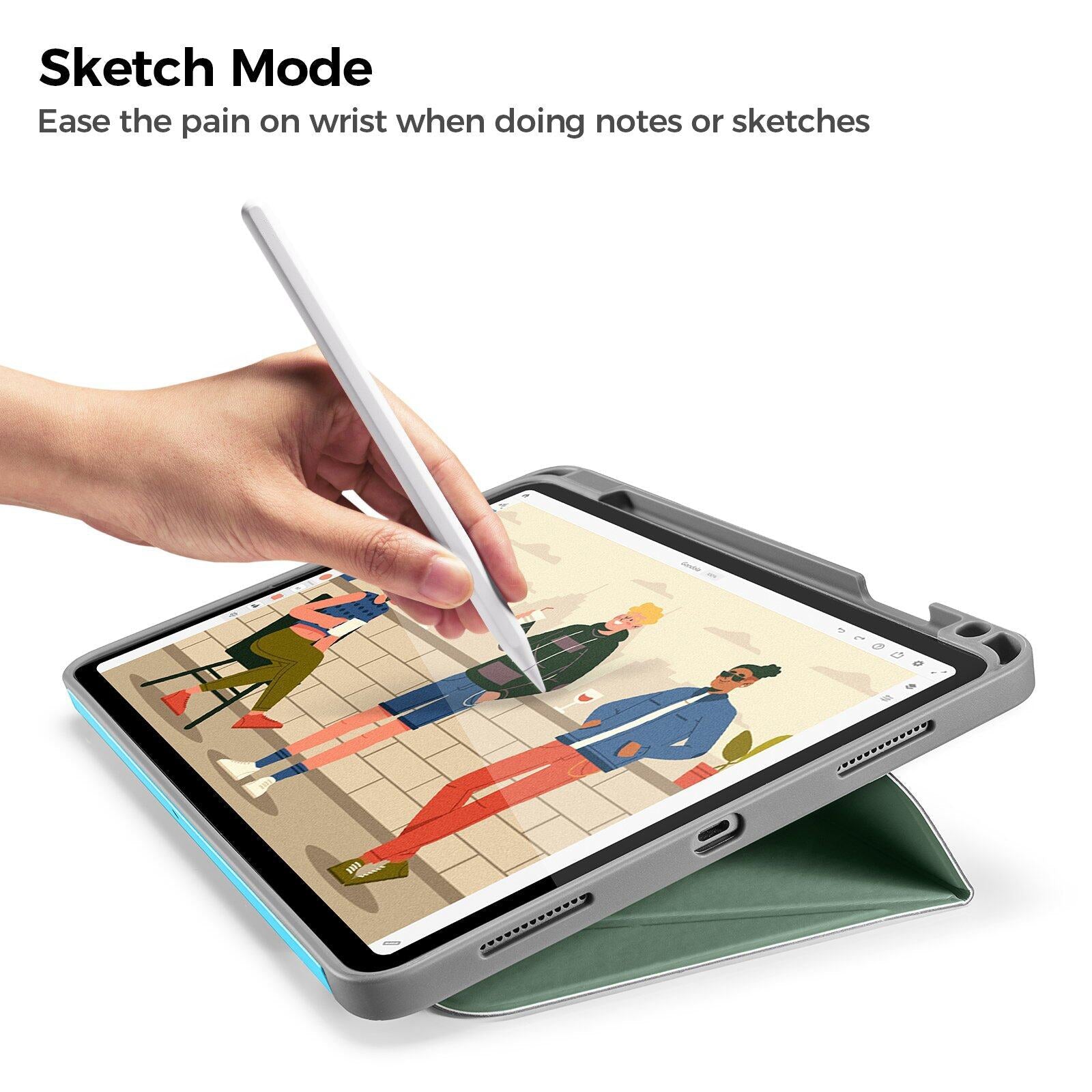 tomtoc 10.9 Inch Protective Smart-Tri Case - Cactus Green