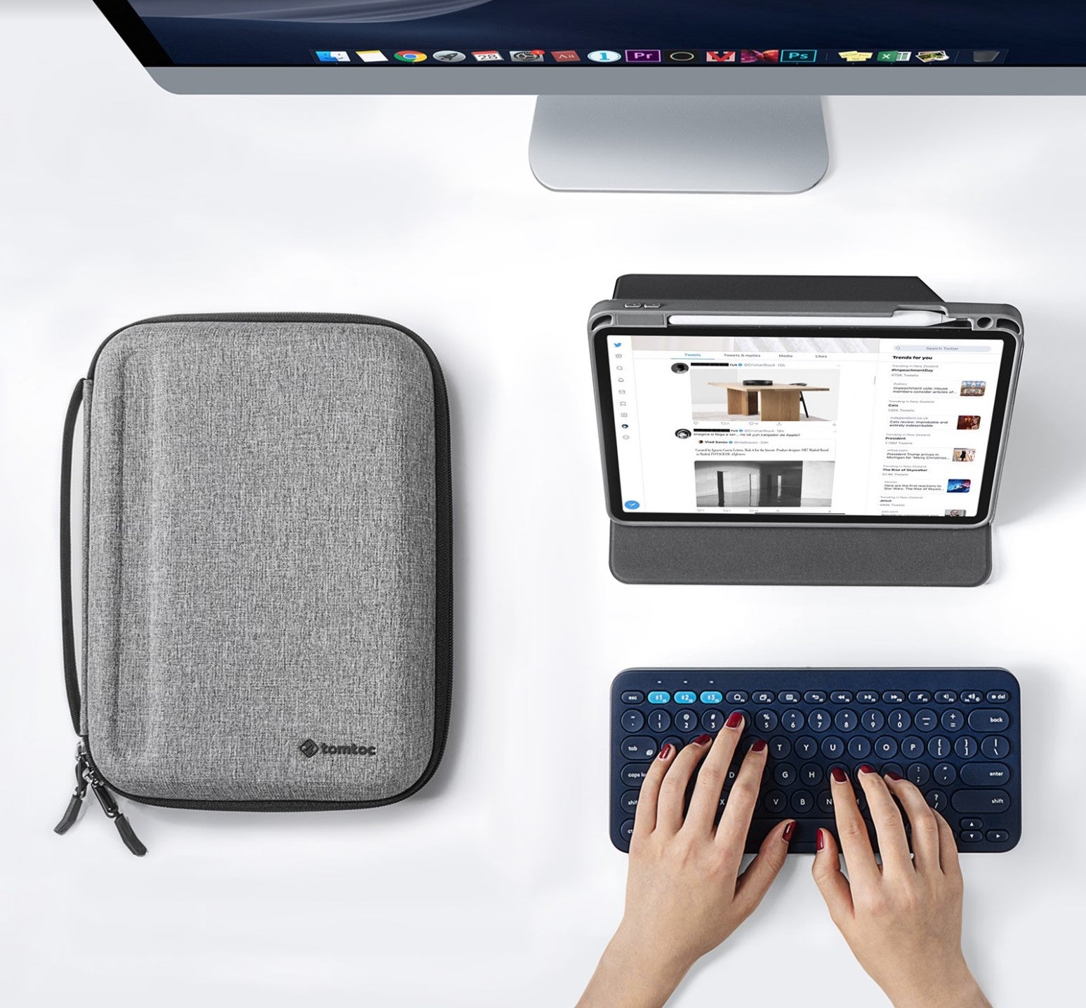 tomtoc 11 Inch Plus Tablet Padfolio Eva Case - Gray