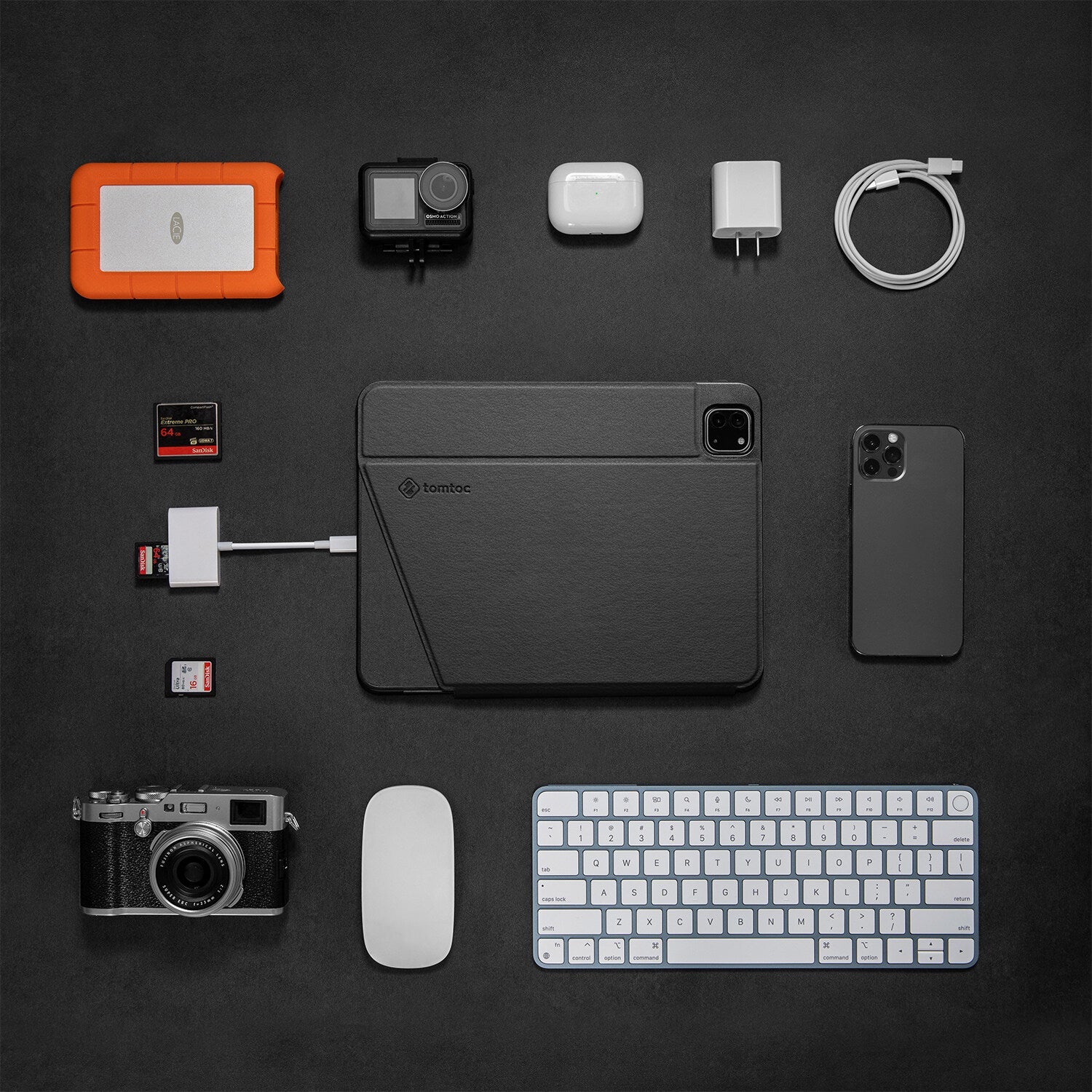 tomtoc 11 Inch Trifold Vertical Case - Black
