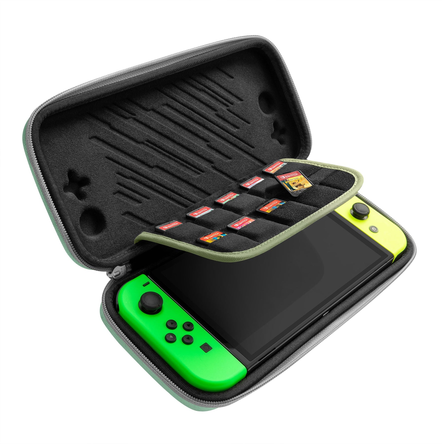 tomtoc Slim Protective Carrying Case with 10 Game Cartridges - Nintendo Switch & OLED Model - Matcha Green