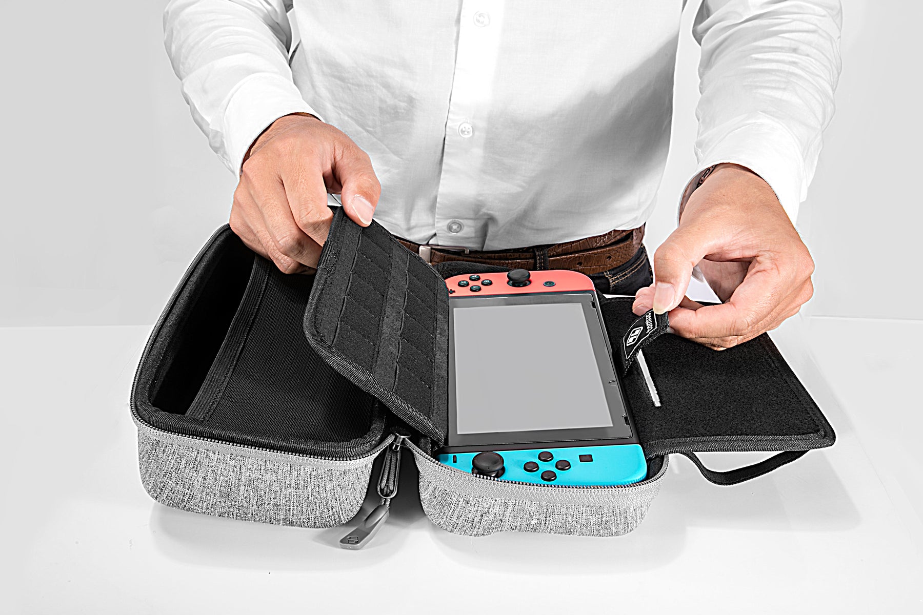 tomtoc Carrying Case Travel Nintendo Switch Case with Pocket - Nintendo Switch / OLED - Gray