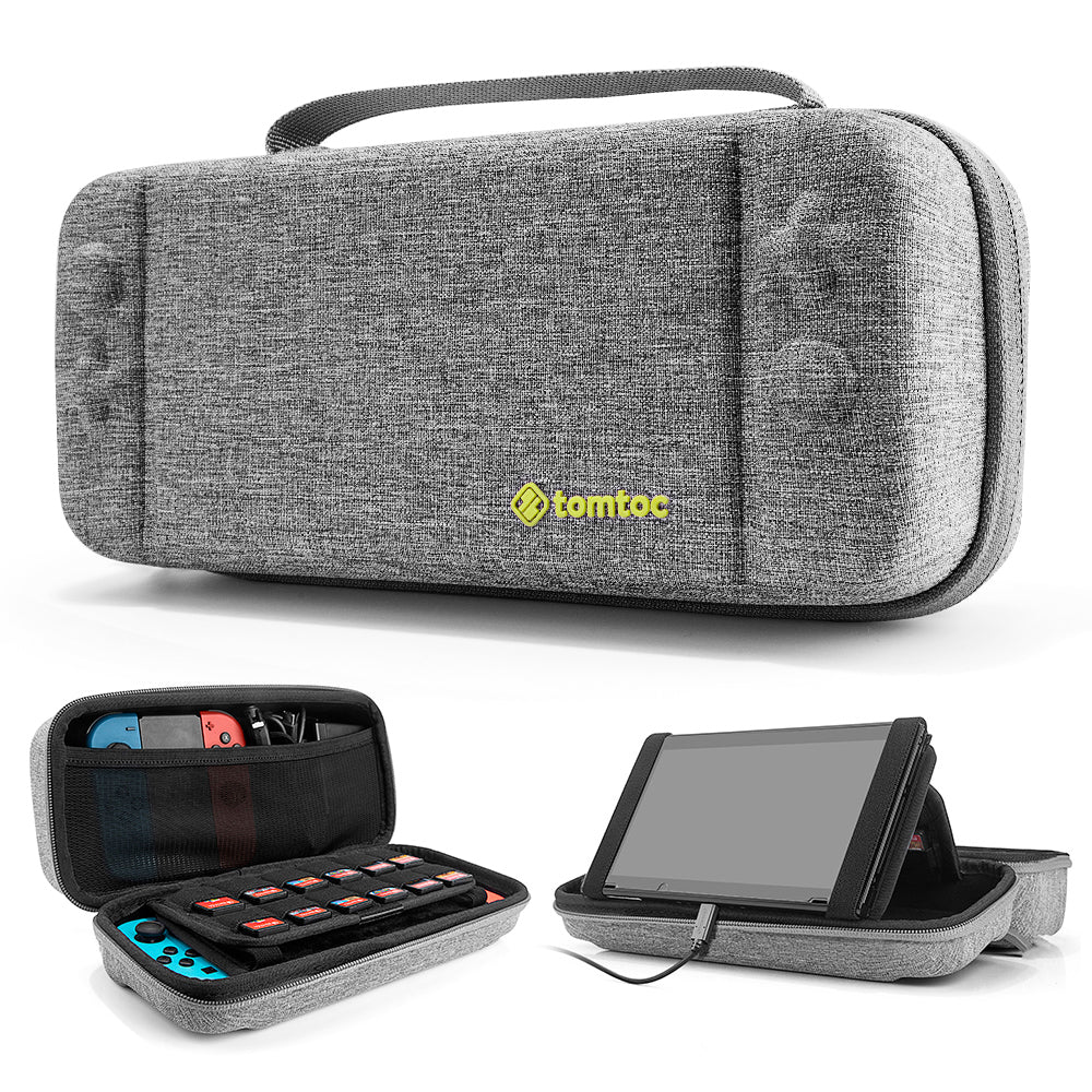 tomtoc Carrying Case Travel Nintendo Switch Case with Pocket - Nintendo Switch / OLED - Gray