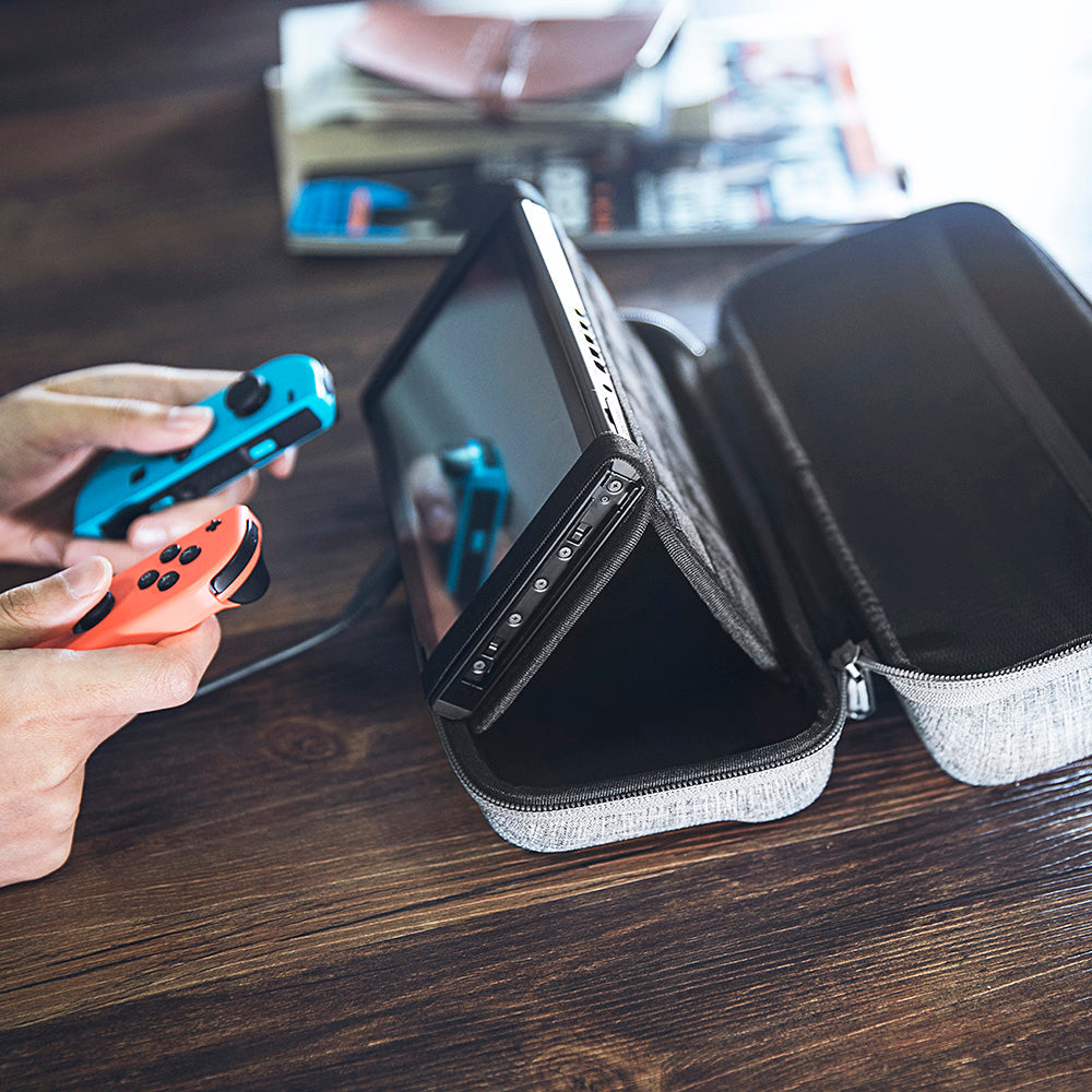 tomtoc Carrying Case Travel Nintendo Switch Case with Pocket - Nintendo Switch / OLED - Gray