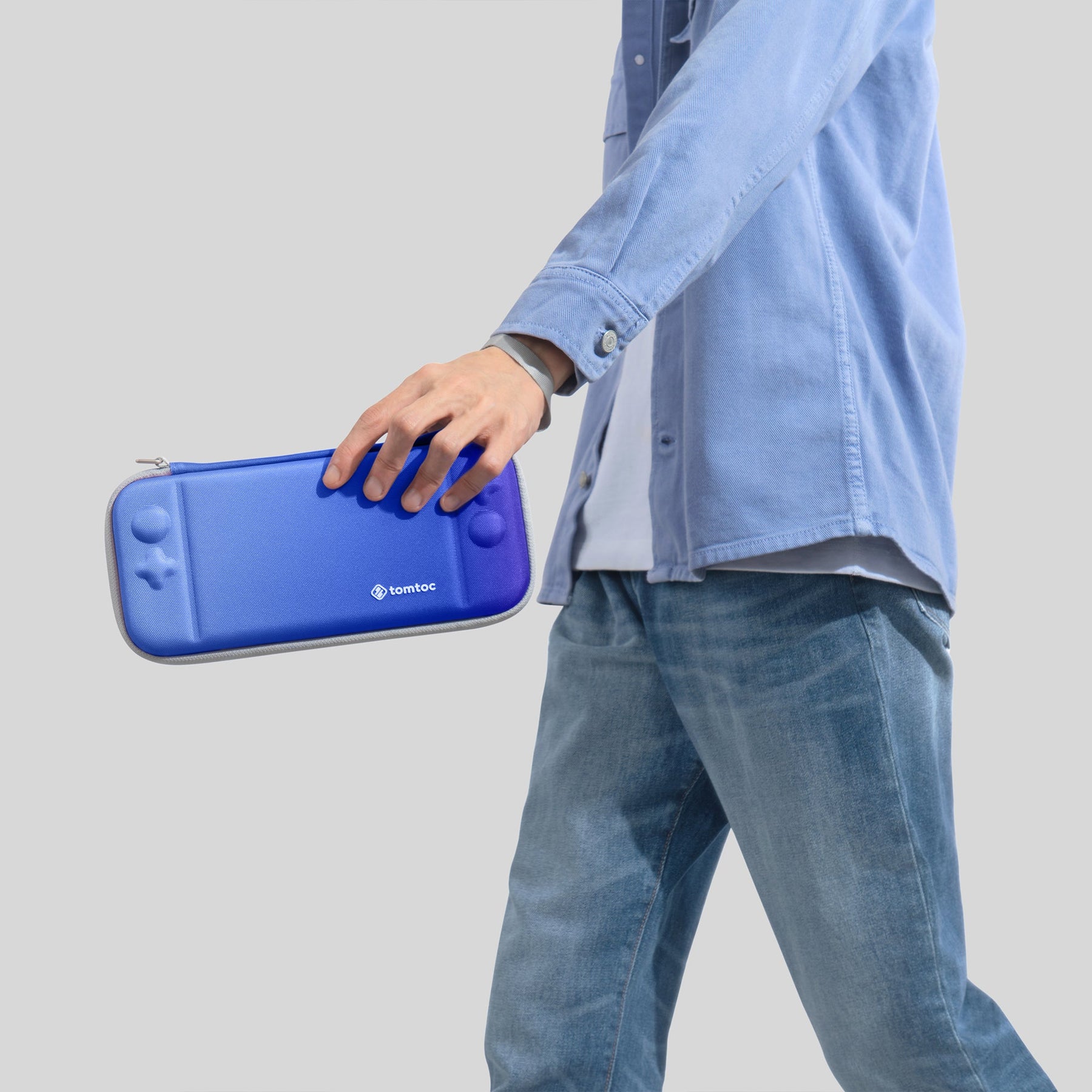 tomtoc Slim Protective Carrying Case with 10 Game Cartridges - Nintendo Switch & OLED Model - Sky Blue