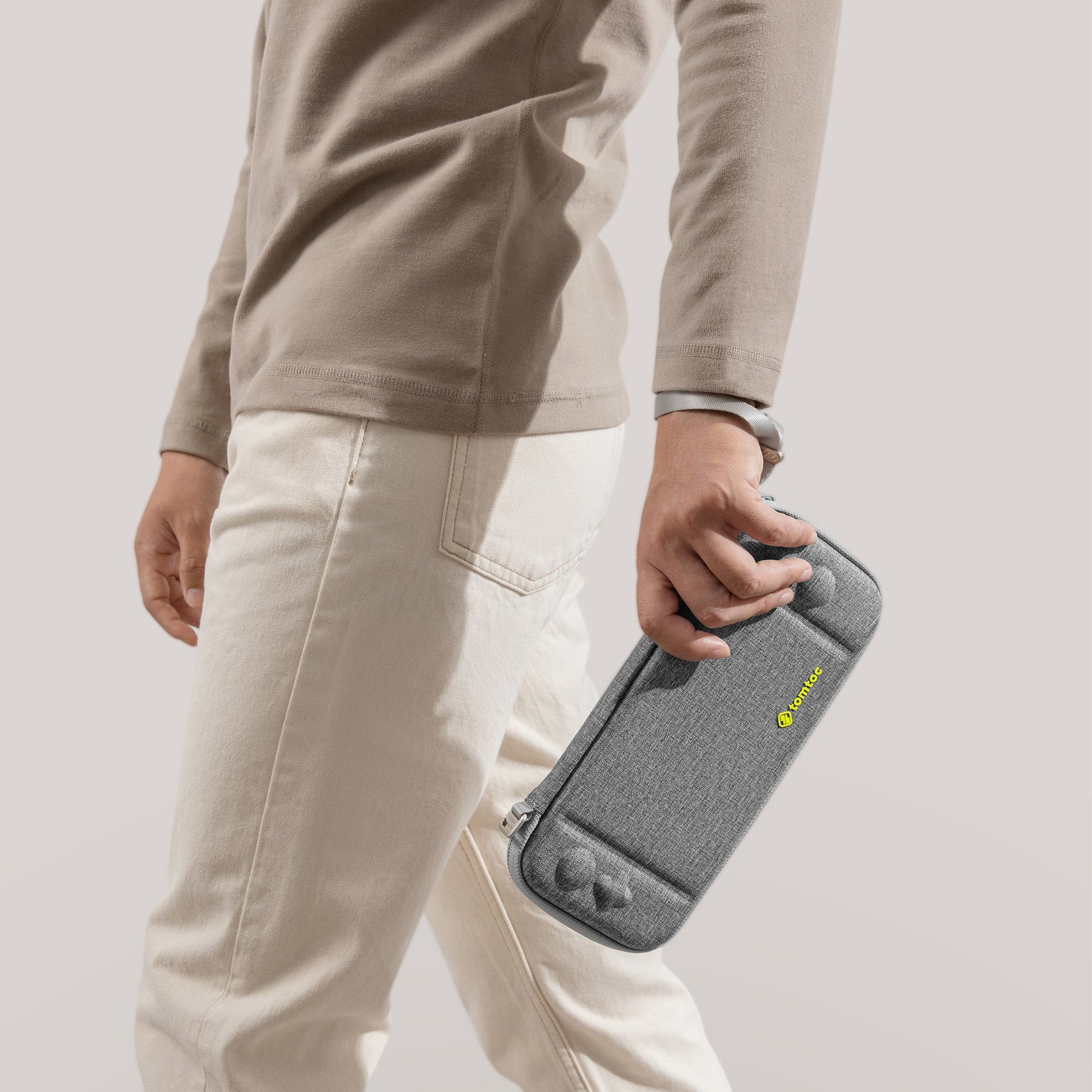 tomtoc Slim Protective Carrying Case with 10 Game Cartridges - Nintendo Switch & OLED Model - Gray