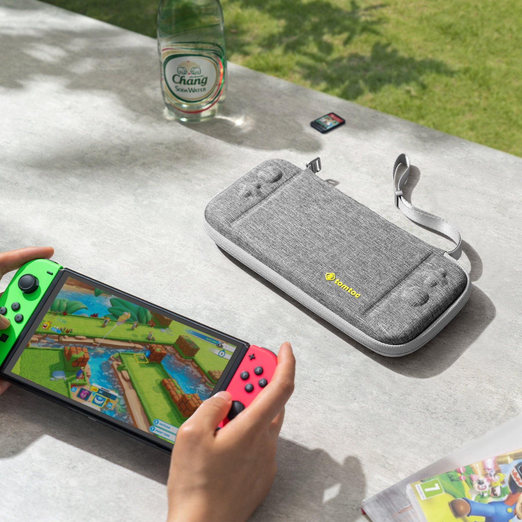 tomtoc Slim Protective Carrying Case with 10 Game Cartridges - Nintendo Switch & OLED Model - Gray