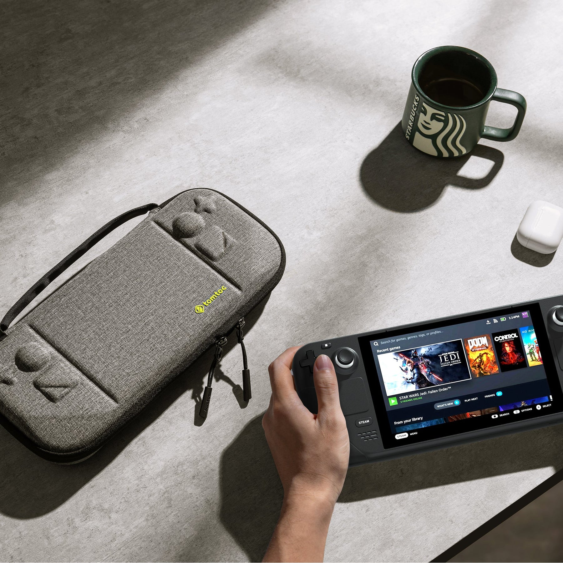 tomtoc Steam Deck Carrying Case / Protective Case / Hard Portable Travel Carrying Bag - Gray