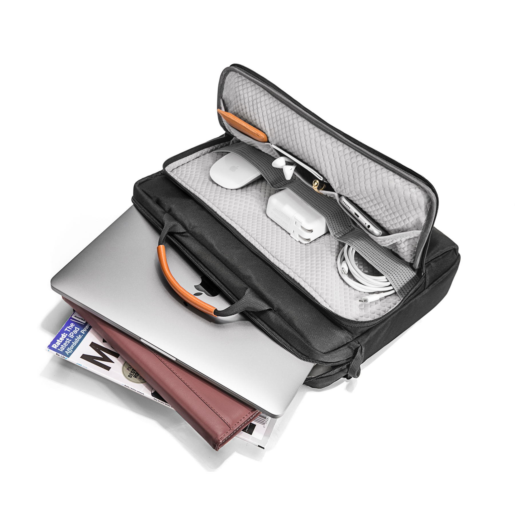 tomtoc 15.6 Inch Casual Laptop Messenger Bag / Business Shoulder Bag - Black