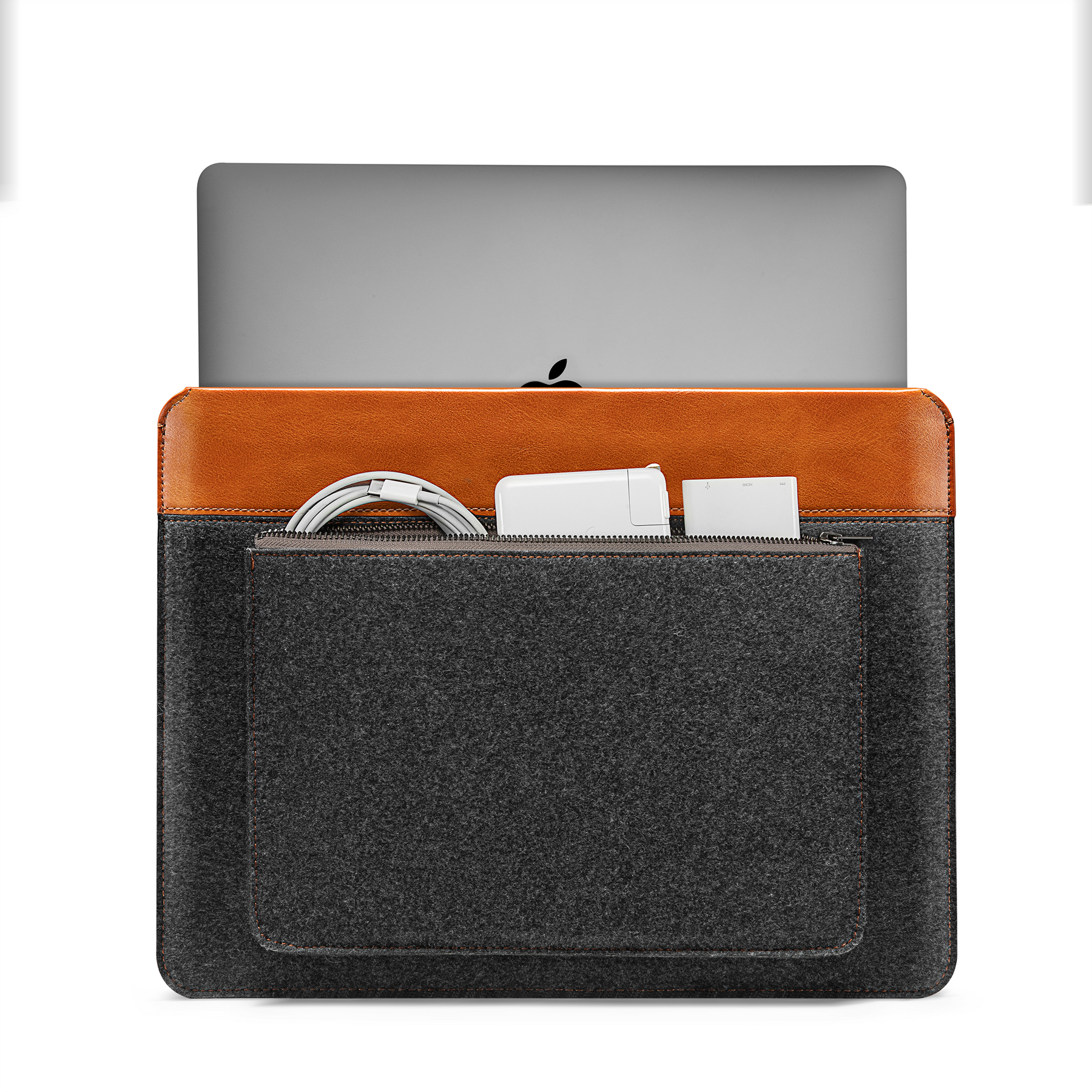 tomtoc 13 Inch Felt & PU Leather Laptop Sleeve - Gray
