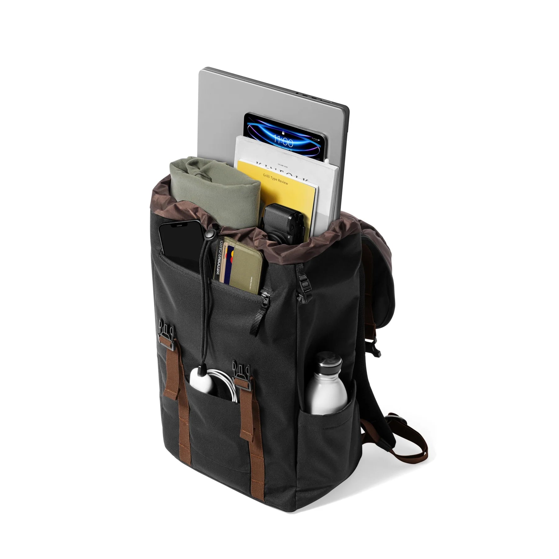 tomtoc 15.6 Inch VintPack Flap Laptop Backpack - Black