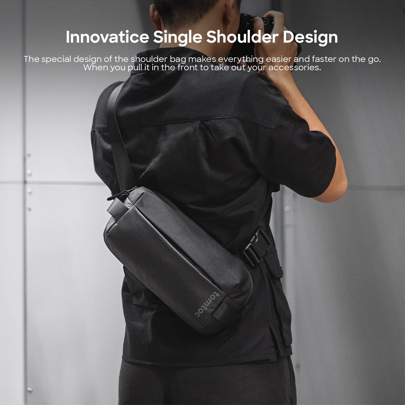 tomtoc Minimalist EDC Sling Men Bag / Crossbody Bag / Shoulder Bag / Chest Bag - Space Gray