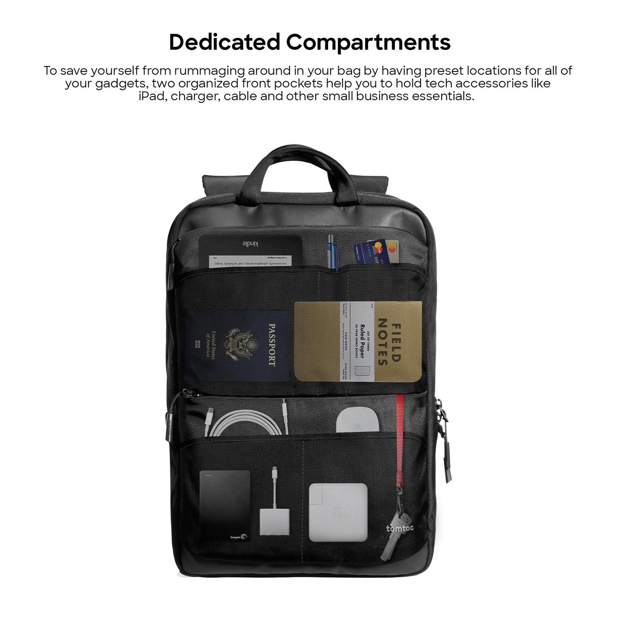 Urban Computer Backpack Modular tomtoc 15.6 Inch Premium Urban Laptop Backpack - Black
