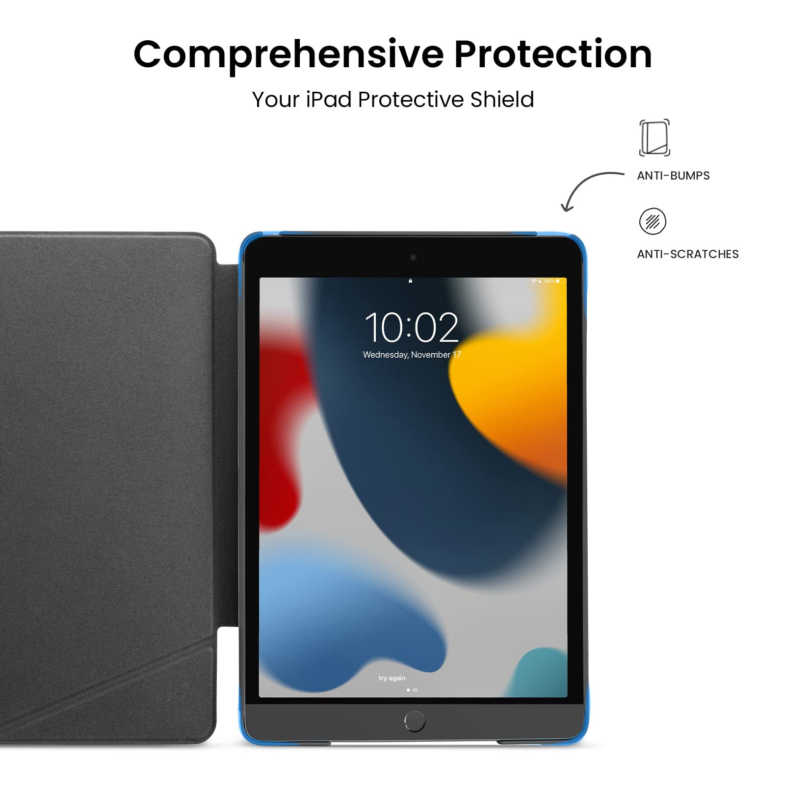 tomtoc 10.2 Inch Protective Smart-Tri Case - iPad 9th Gen 2019-2021 - Gray