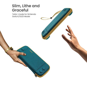 tomtoc Slim Protective Carrying Case with 10 Game Cartridges - Nintendo Switch & OLED Model - Turquoise