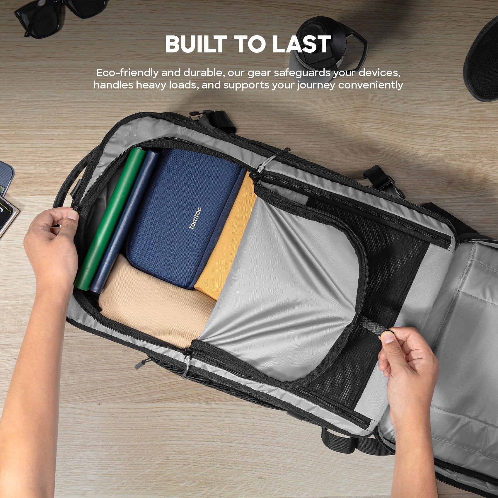 tomtoc T67 Travel Laptop Backpack 17.3 Inch Men Bag Water-Resistant MacBook Bag