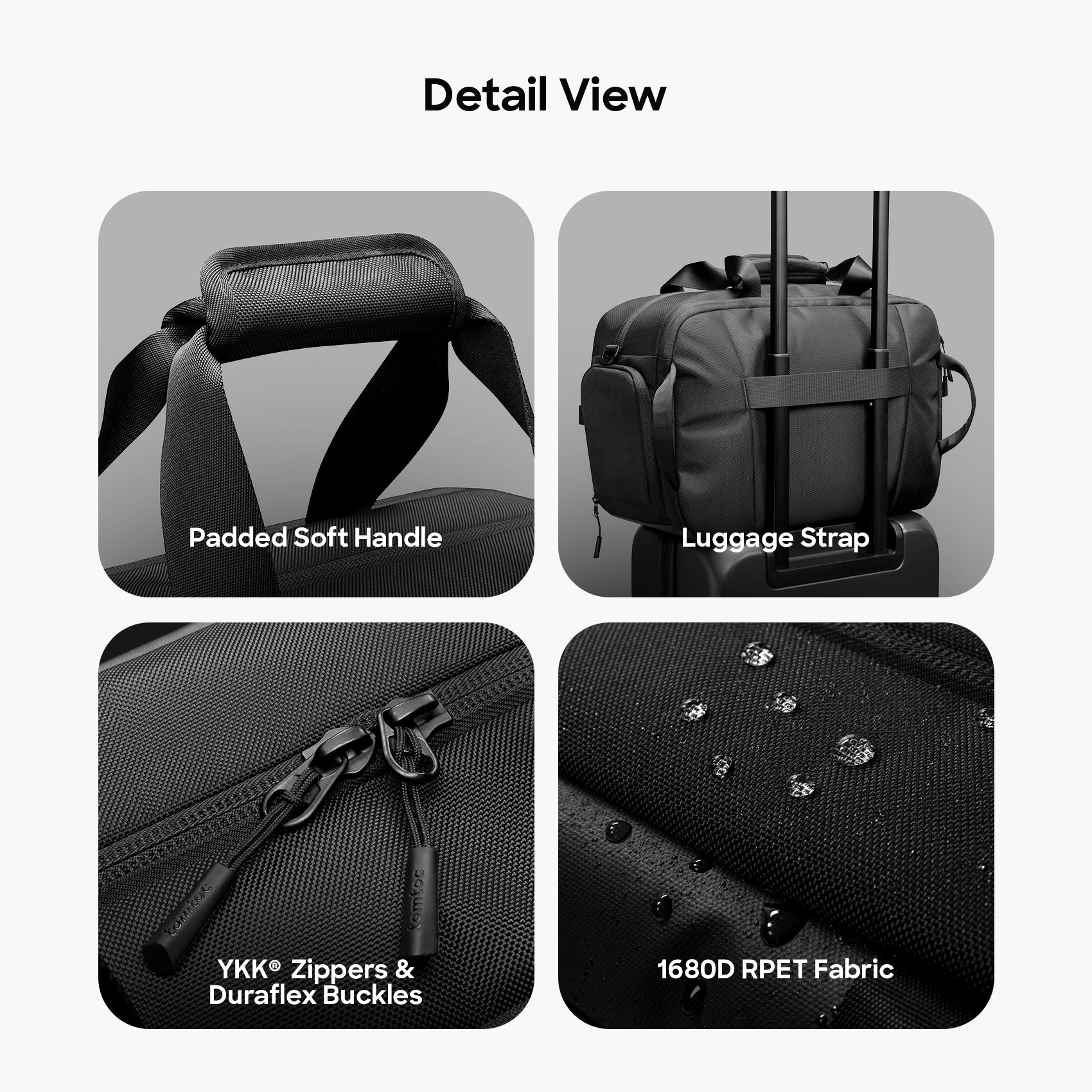 tomtoc 30L Navigator Duffel Bag / Travel Bag / Waterproof Multifunction Bag - 14 Inch MacBook / 12.9 Inch iPad - Black