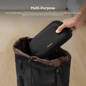 tomtoc M Size Electronic Organizer Travel Case / Water Resistant Dual Compartment Cable Storage Bag - Black