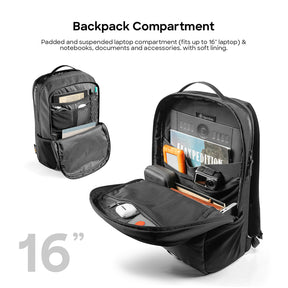 tomtoc 15.6 Inch Premium Urban Laptop Backpack / Travel Backpack - Black