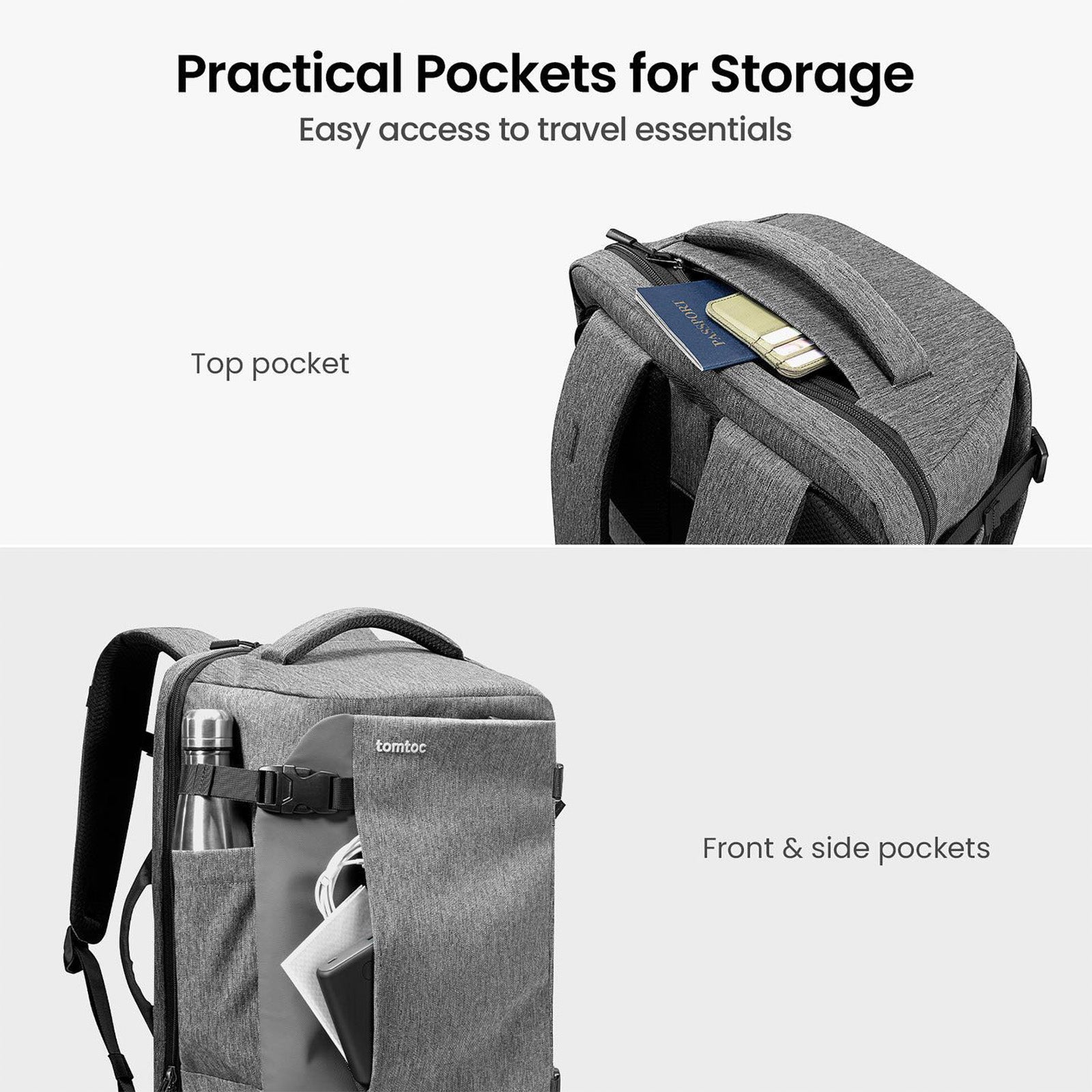 tomtoc 17 Inch Travel Laptop Backpack Laptop Gray