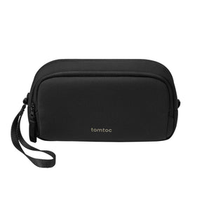 tomtoc M Size Electronic Organizer Travel Case / Water Resistant Dual Compartment Cable Storage Bag - Black