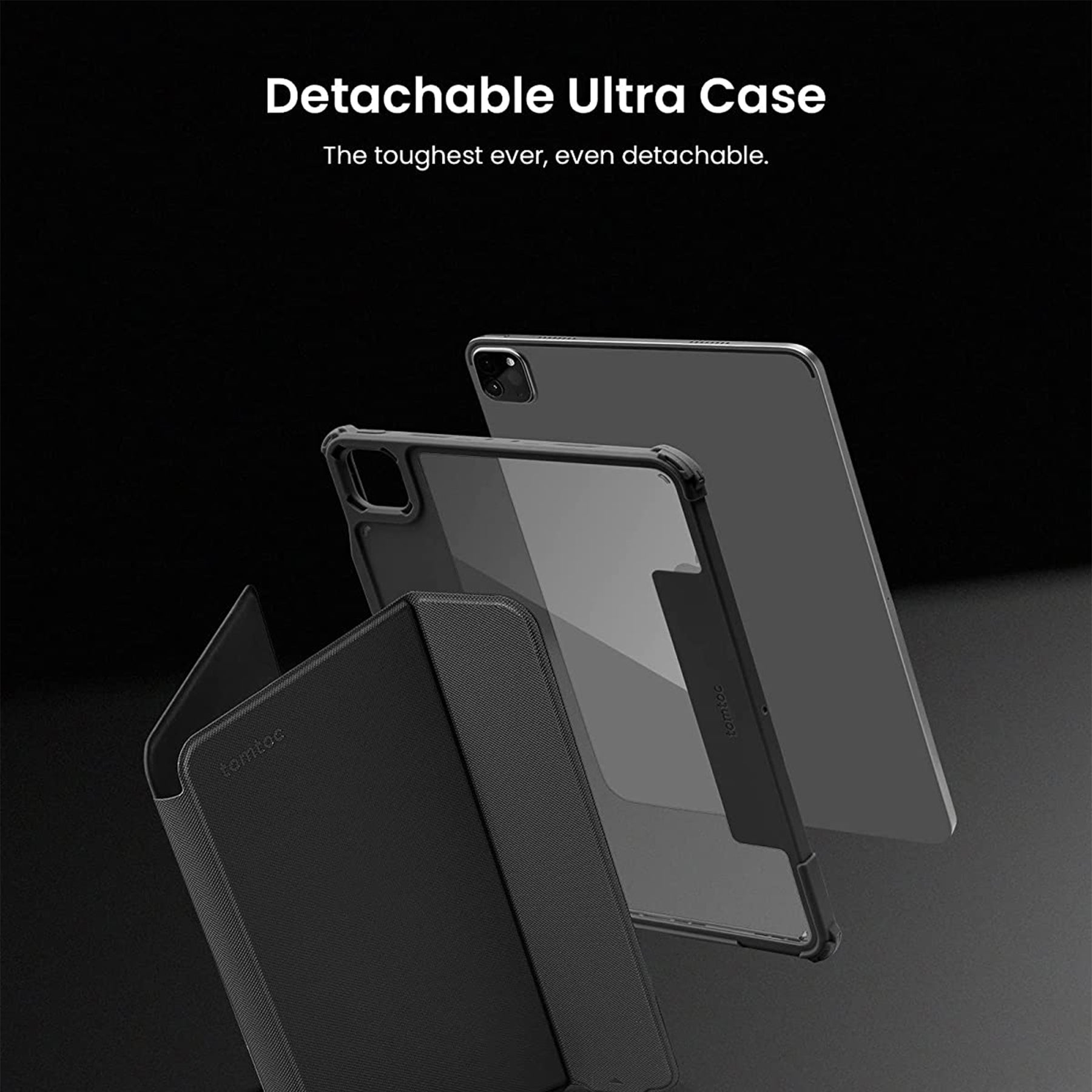 tomtoc 12.9 Inch iPad Pro Detachable Protective Case - Diamond Black