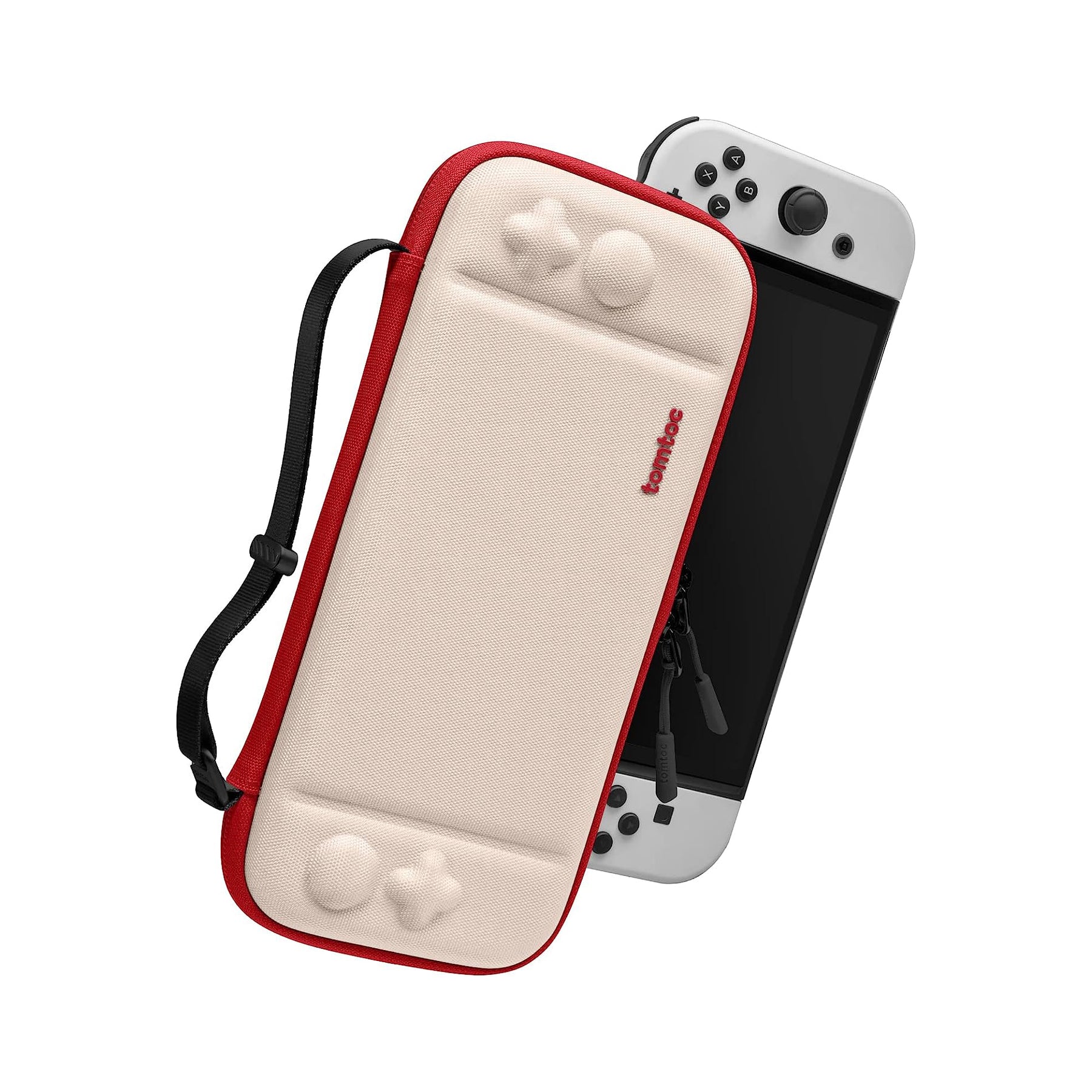 tomtoc Slim Protective Carrying Case with 10 Game Cartridges - Nintendo Switch & OLED Model - Red White