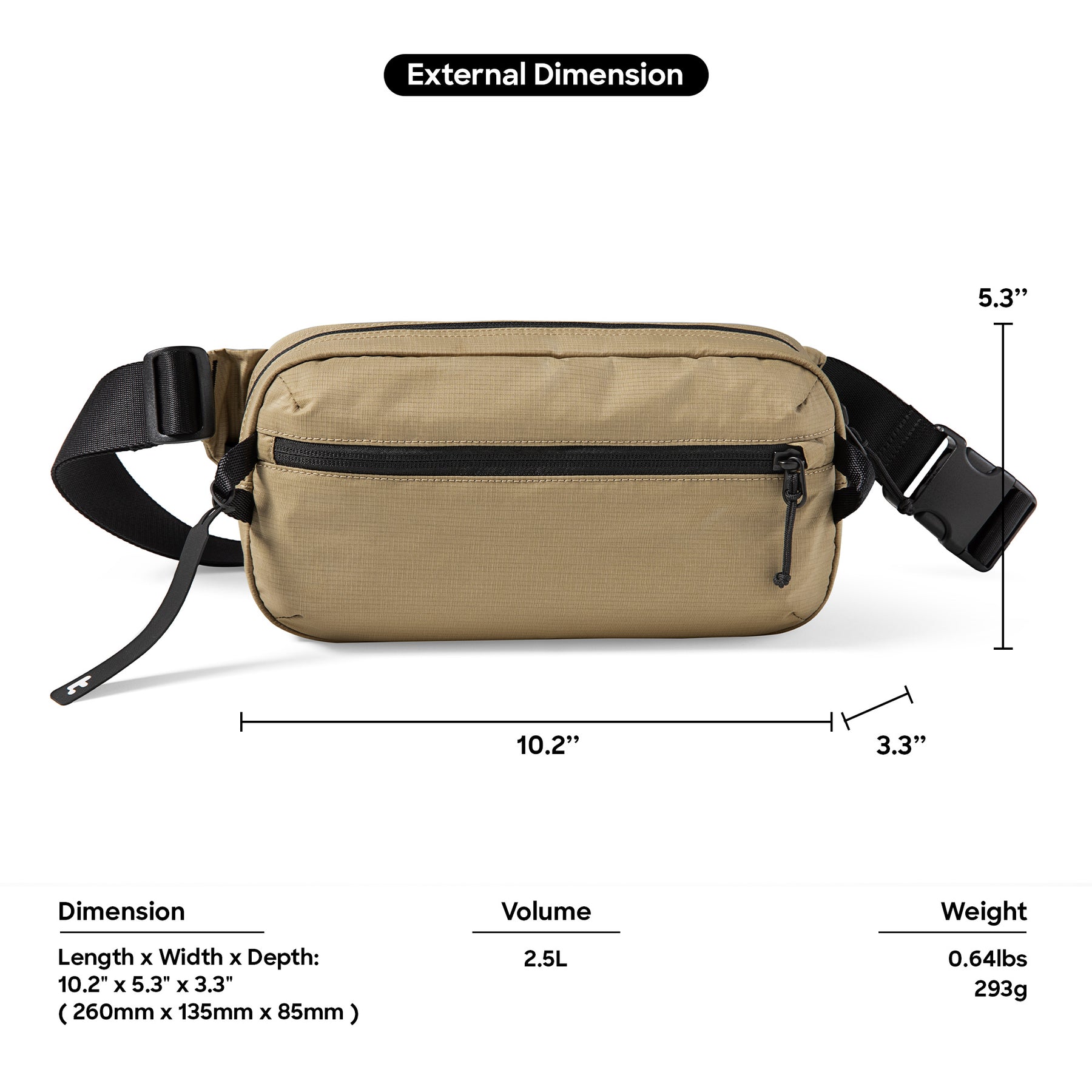 tomtoc Aviator T33 2.5L Sling Bag / Crossbody Bag / Chest Bag / Shoulder Bag with RFID Blocking - Khaki