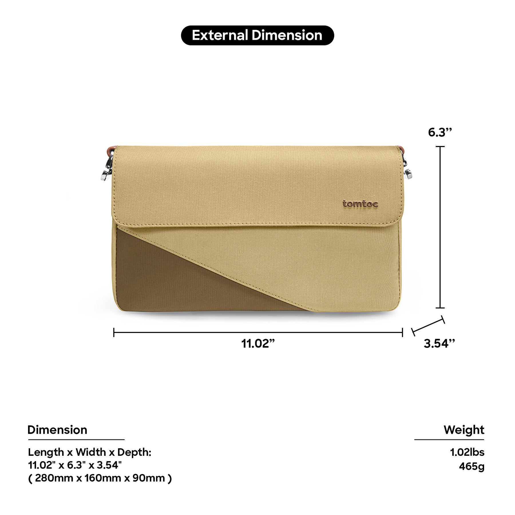 tomtoc Lady Shoulder Bag / Underarm Bag / Crossbody Bag / Women Bag / Handbag Women - Khaki