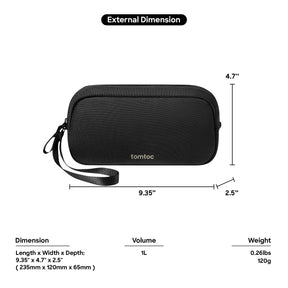 tomtoc S Size Electronics Organizer Travel Case / Water Resistant Travel Bag Cable Organizer - Black