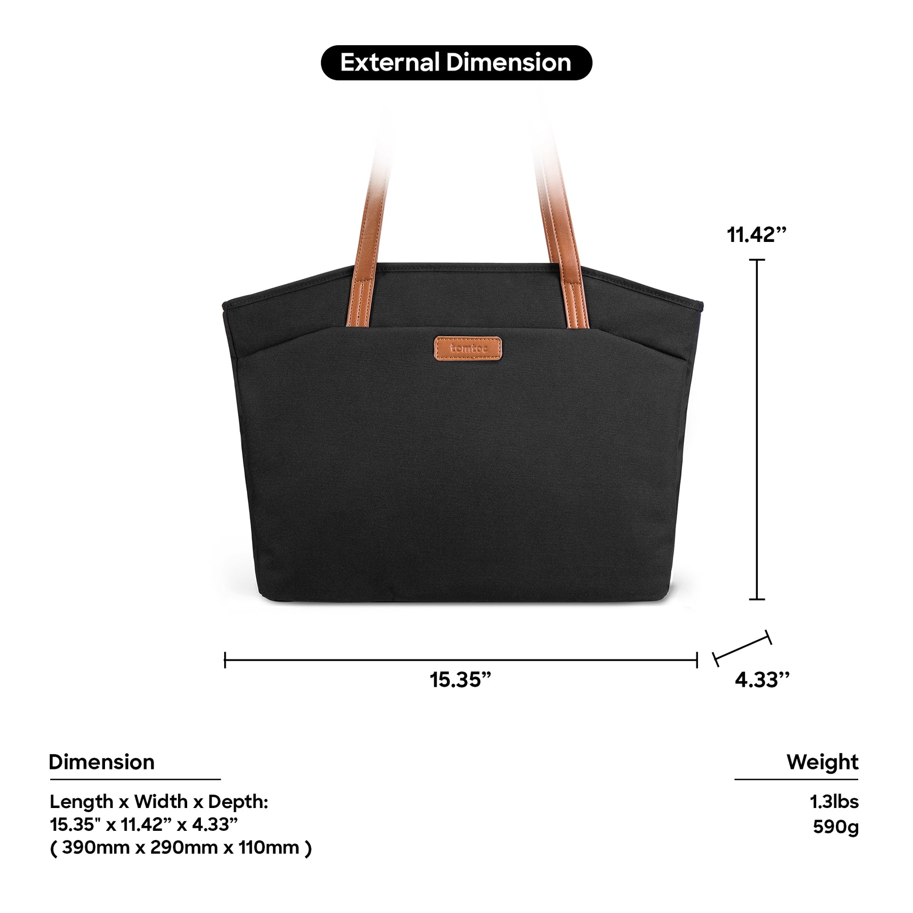 tomtoc 14 Inch Lady Laptop / Tote Bag / Women Bag / Ladies Bag - Black