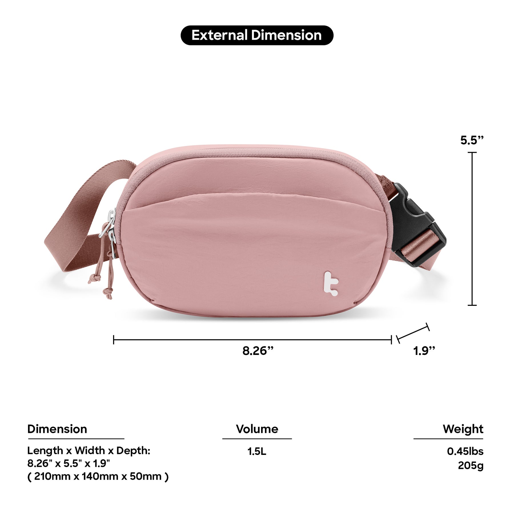 tomtoc T32 1.5L Slingbean Belt Bag / Crossbody Bag / Sling Bag / Waist Bag with RFID Blocking - Pink