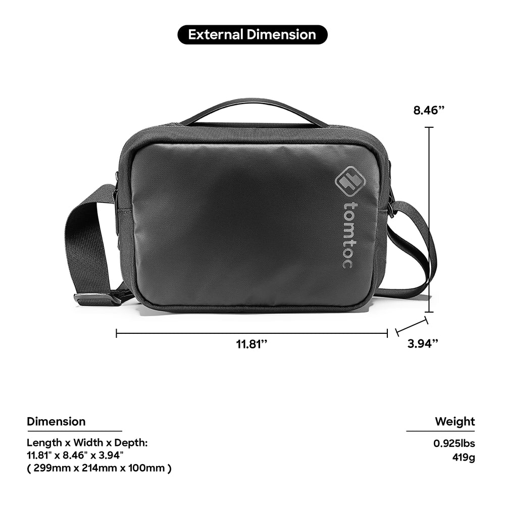 tomtoc 11 Inch Urban Commute Crossbody Shoulder Bag Men Black