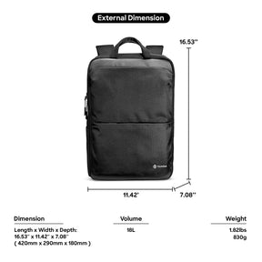 tomtoc 15.6 Inch Premium Urban Laptop Backpack - Black