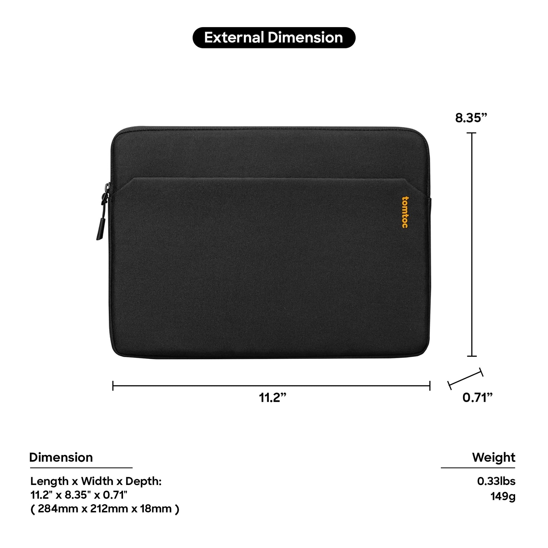 tomtoc 11 Inch Tablet Sleeve Bag - iPad Pro 11 / iPad Air 10.9 / iPad 10.2 - Light Gray