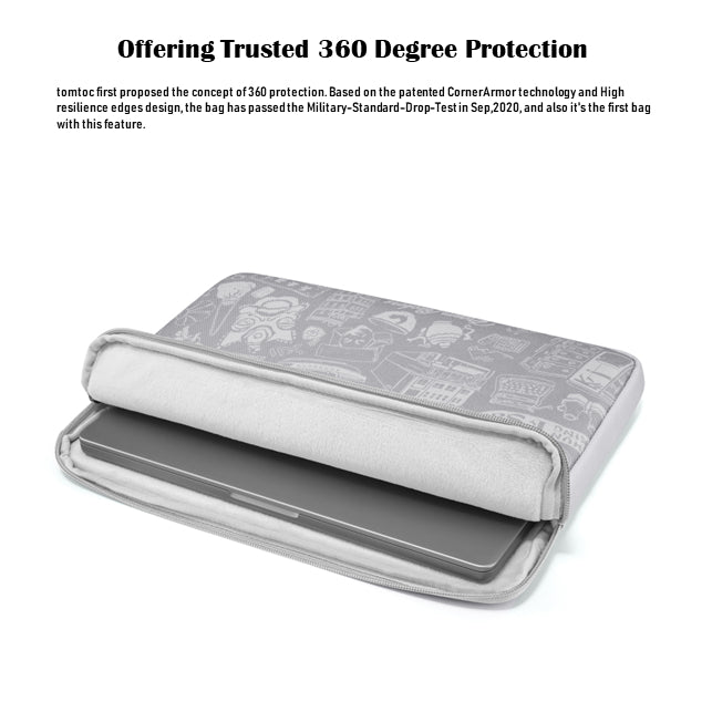 tomtoc OCHM 13 Inch Versatile 360 Protective Laptop Sleeve / MacBook Sleeve - Gray