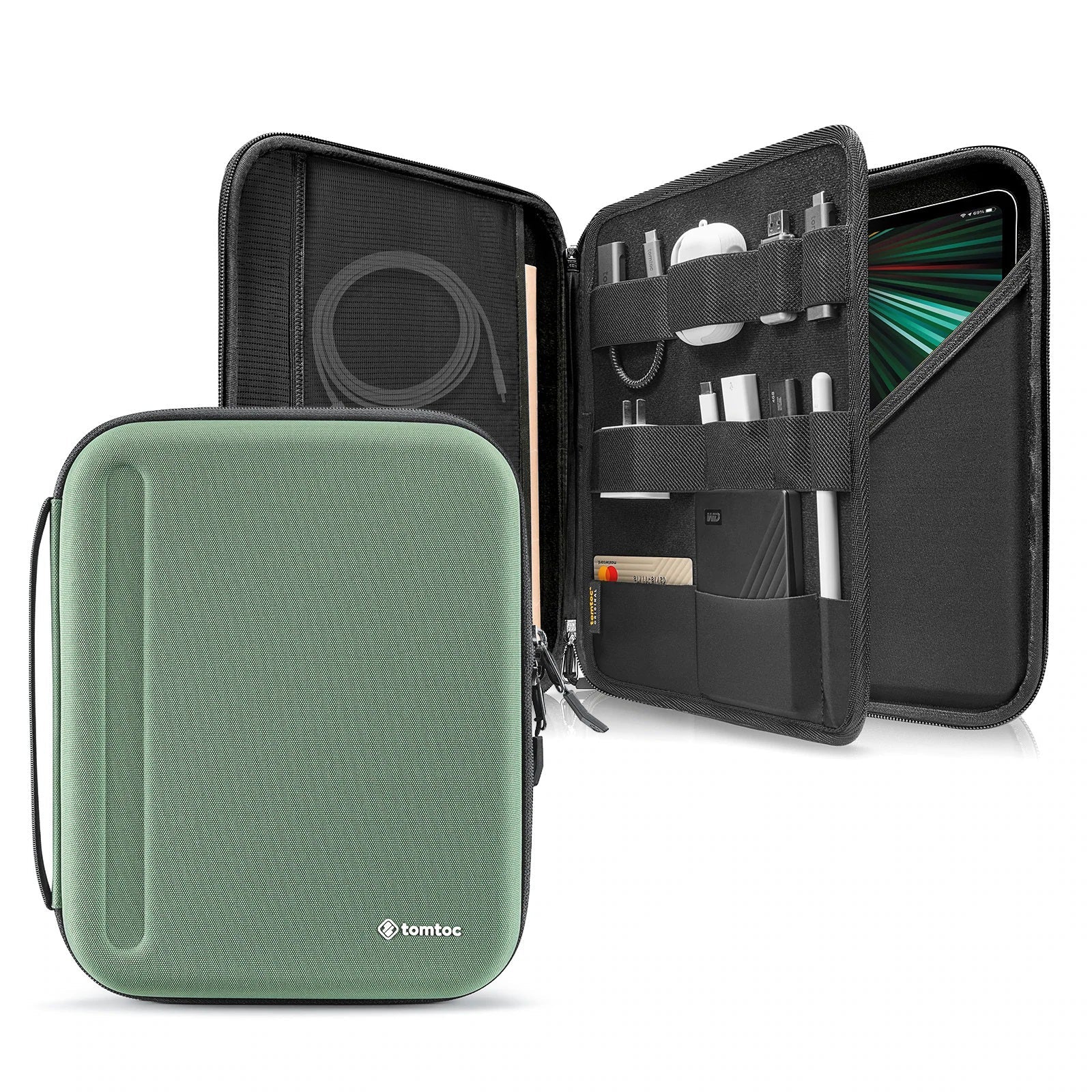 tomtoc 12.9 Inch Tablet Padfolio Eva Case - Cactus Green