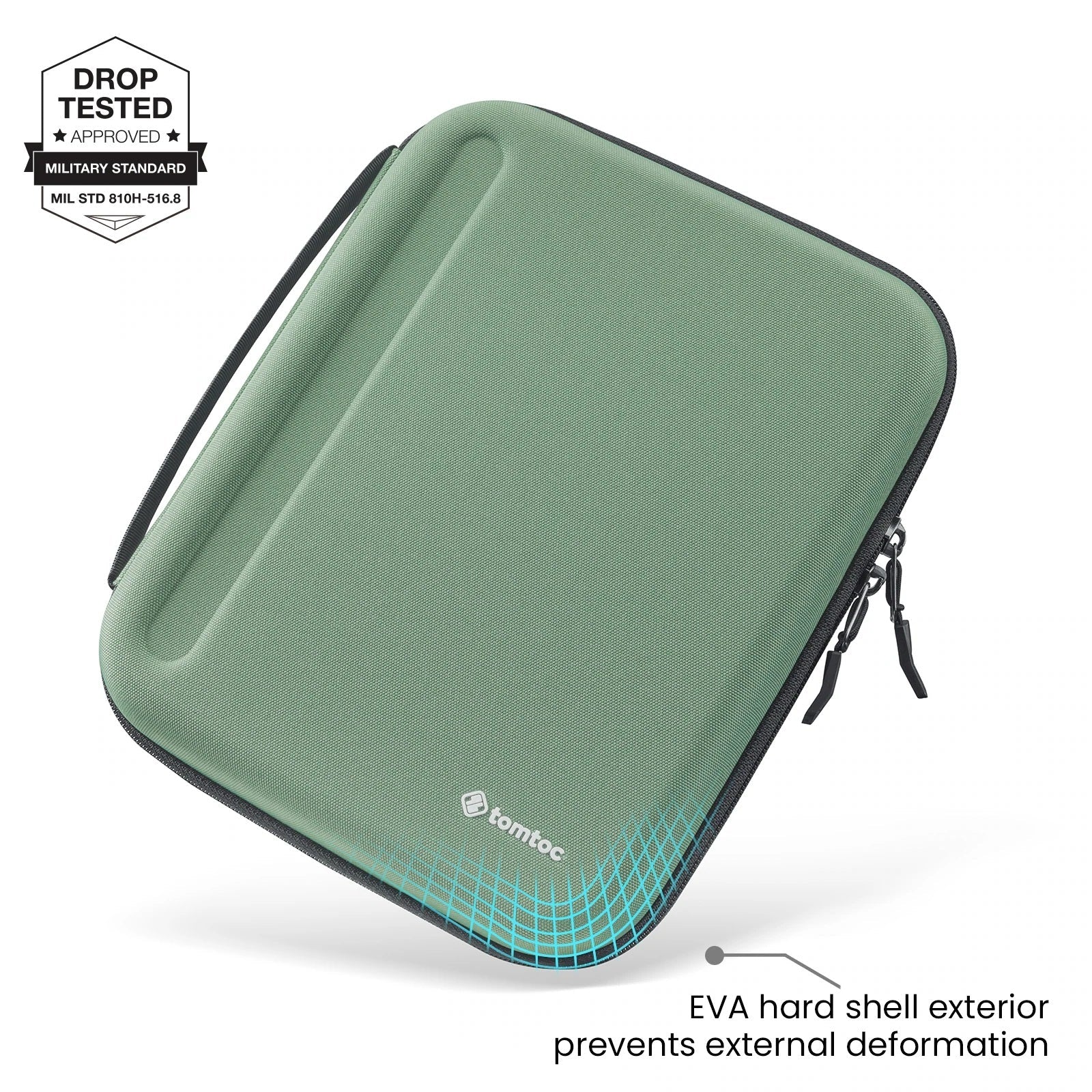 tomtoc 12.9 Inch Tablet Padfolio Eva Case - Cactus Green