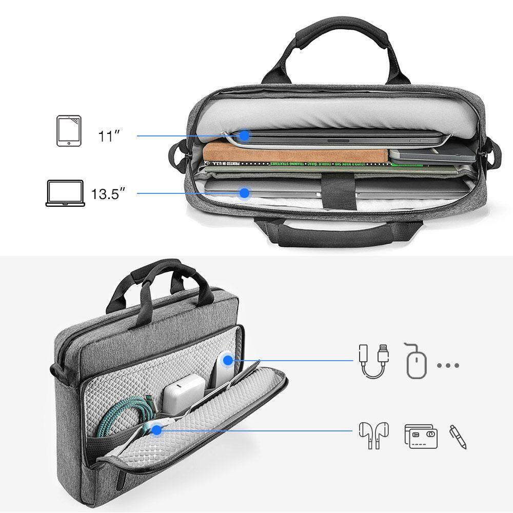 tomtoc 15.6 Inch Casual Laptop Messenger Bag / Business Shoulder Bag - Gray