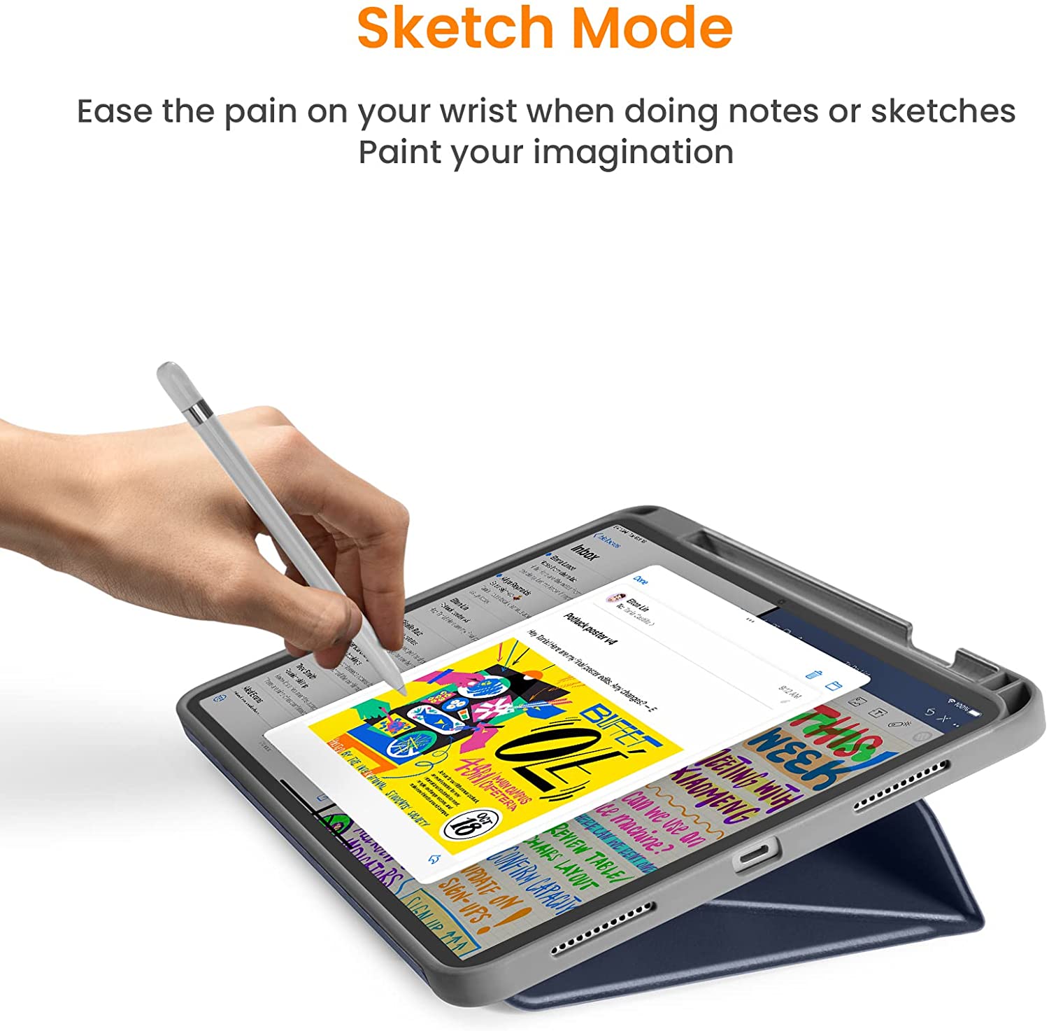 tomtoc 10.9 Inch Vertical iPad Tri-Mode Case with iPad Pencil Holder - iPad 10th Gen 2022 - Black