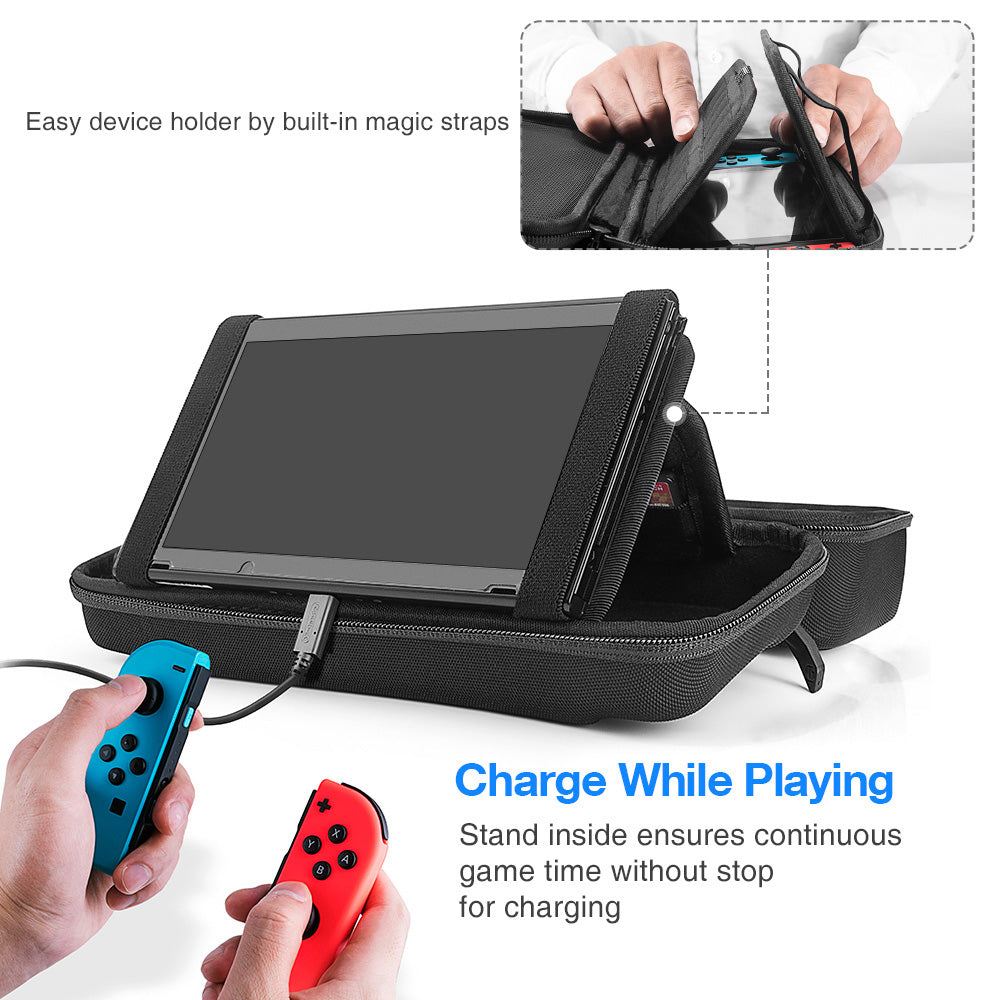 tomtoc Carrying Case Travel Nintendo Switch Case with Pocket - Nintendo Switch / OLED - Black