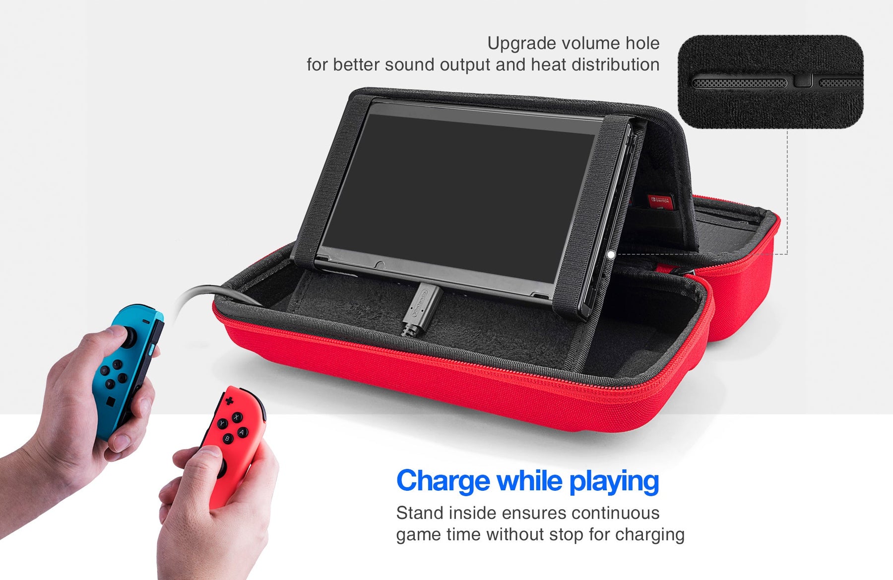 tomtoc Carrying Case Travel Nintendo Switch Case with Pocket - Nintendo Switch / OLED - Red